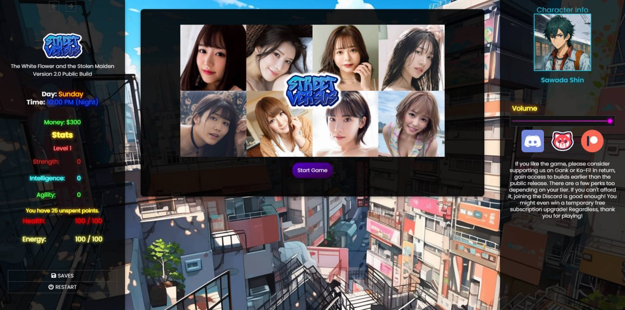[SLG/HTML/真人/日式]街头对决 Street Versus v2.3 浏览器转中文【20260830】 游戏截图 1