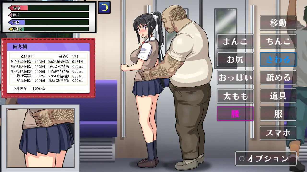 SLG/AI智能翻译/19日更新丨JK痴漢電車 種付けおじさん Ver6【20240322】 游戏截图 2